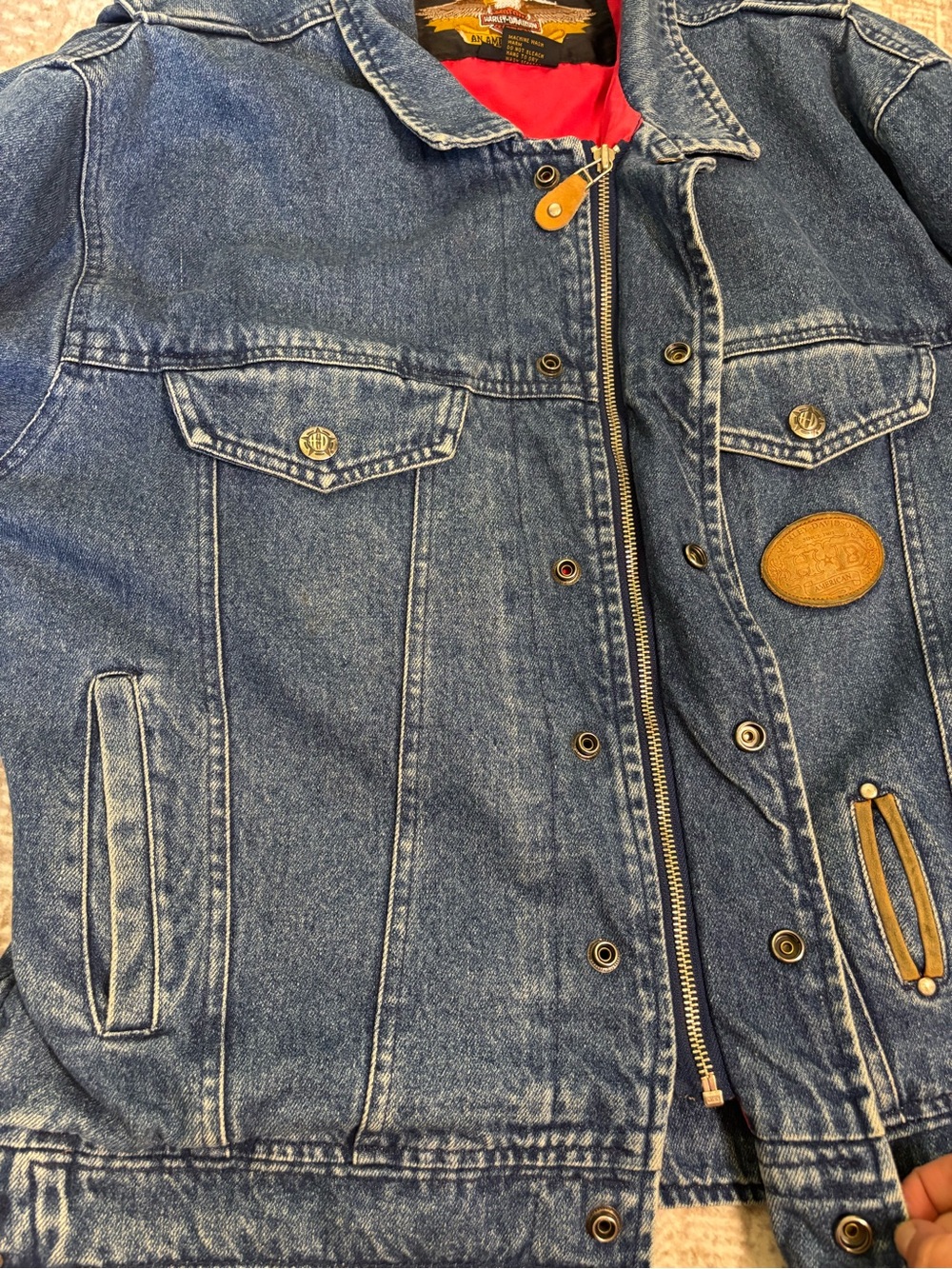 1990s Vintage Harley Davidson Motorcycle Jean Jacket Size L - Picture 13 of 13